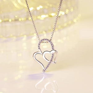 Zircon Heart Pendant Necklace, Sterling Silver Jewelry for Women