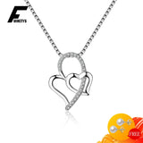 Zircon Heart Pendant Necklace, Sterling Silver Jewelry for Women