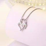 Zircon Heart Pendant Necklace, Sterling Silver Jewelry for Women