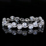 S925 Silver Zircon Bracelet Women's Gemstone Bridal Wedding Jewelry