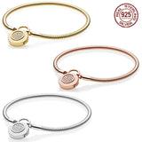 S925 Sterling Silver Snake Bone Bracelet Padlock Charm Jewelry