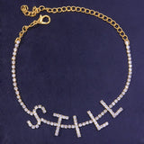 Charm Anklets for Women CZ Letter Ankle Bracelets