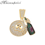 Wine Bottle Shape Pendant Charms Sad Drink Copper Jewelry