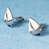 Sailing Boat Cufflinks Enamel Jewelry For Men Suit French Shirt