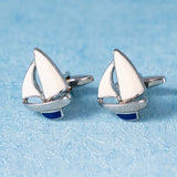 Sailing Boat Cufflinks Enamel Jewelry For Men Suit French Shirt