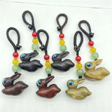 Zodiac Rabbit Sandalwood Keychain Pendant Hand-Knitted Car Bag Chain