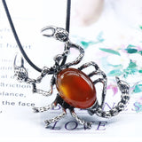Scorpion Pendant Chain Necklace Natural Crystals Stones Amethyst Rose Quartz