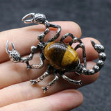 Scorpion Pendant Chain Necklace Natural Crystals Stones Amethyst Rose Quartz