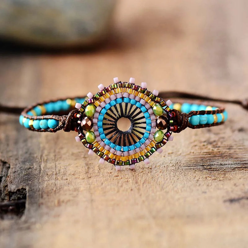 Seed Beads Boho Bracelet Women Stones Beaded Woven Wrap Bracelet