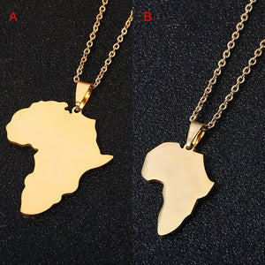 African Map Pendant Necklace Stainless Steel Africa Map Jewelry