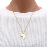 African Map Pendant Necklace Stainless Steel