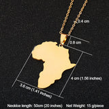 African Map Pendant Necklace Stainless Steel Africa Map Jewelry