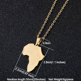 African Map Pendant Necklace Stainless Steel Africa Map Jewelry