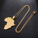 African Map Pendant Necklace Stainless Steel Africa Map Jewelry