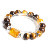 Natural Tigereye Three Sides Mammon Hand String of Beads Bracelet Plutus