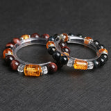 Natural Tigereye Three Sides Mammon Hand String of Beads Bracelet Plutus
