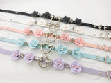 Sexy Harajuku Punk Goth Faux Leather Flower Choker Necklace