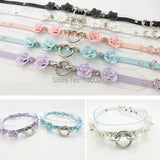 Sexy Harajuku Punk Goth Faux Leather Flower Choker Necklace
