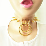 Sexy Harajuku punk 2-layer Choker Rivets Necklace