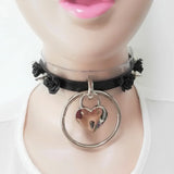 Sexy Harajuku punk Leather Choker Necklace Flower O-Round Rivets Lock Collar