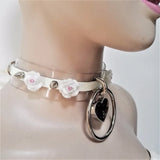 Sexy Harajuku punk Leather Choker Necklace Flower O-Round Rivets Lock Collar