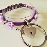 Sexy Harajuku punk Leather Choker Necklace Flower O-Round Rivets Lock Collar