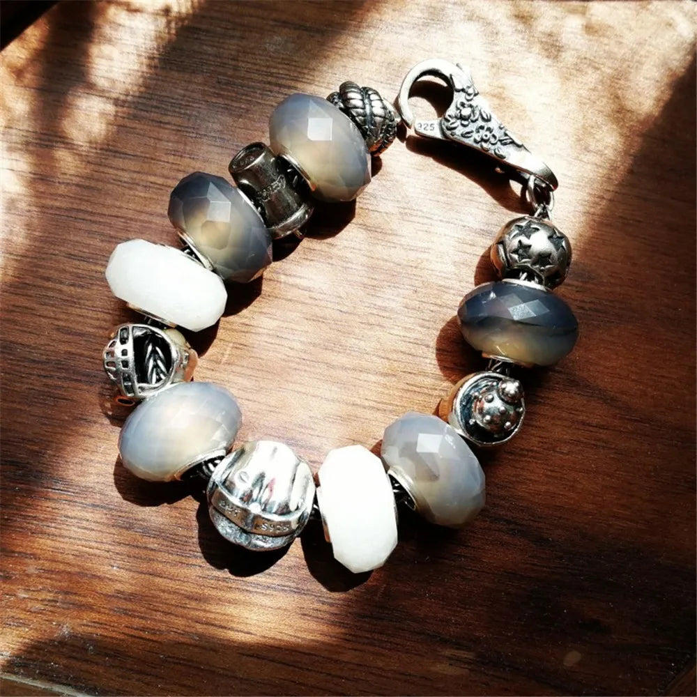 Vintage Silver 925 Hip Charms Beads for Bracelet Making