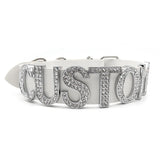 Personalized Rhinestone Name Necklace Leather Choker