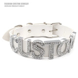 Personalized Rhinestone Name Necklace Leather Choker