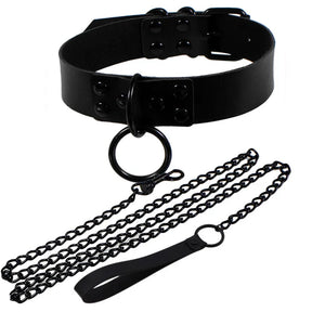Sexy Rivet Man Dark Punk Gothic Slave PU Leather Traction Rope Chain Necklace