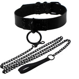 Sexy Rivet Man Dark Punk Gothic Slave PU Leather Traction Rope Chain Necklace