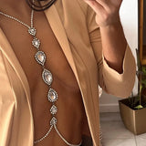 Sexy Water Drop Necklace Rhinestone Body Chain