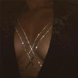 Sexy Rhinestone Bikini Harness Bra Body Chain Necklace