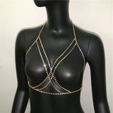 Sexy Rhinestone Bikini Harness Bra Body Chain Necklace