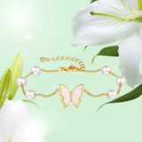 Shell Pearl Butterfly Chain Bracelet for Women Girls Plated Bracelet Femme