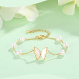 Shell Pearl Butterfly Chain Bracelet for Women Girls Plated Bracelet Femme