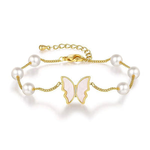Shell Pearl Butterfly Chain Bracelet for Women Girls Plated Bracelet Femme
