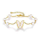 Shell Pearl Butterfly Chain Bracelet for Women Girls Plated Bracelet Femme