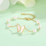 Shell Pearl Butterfly Chain Bracelet for Women Girls Plated Bracelet Femme