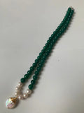 Shells Pendant Women's Natural Pearl Greenjade Necklace