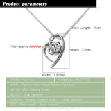 Heart Zircon Pendant Choker 925 Silver Necklace Water Wave Chain