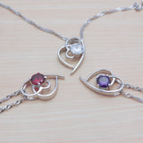Heart Zircon Pendant Choker 925 Silver Necklace Water Wave Chain