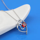 Heart Zircon Pendant Choker 925 Silver Necklace Water Wave Chain