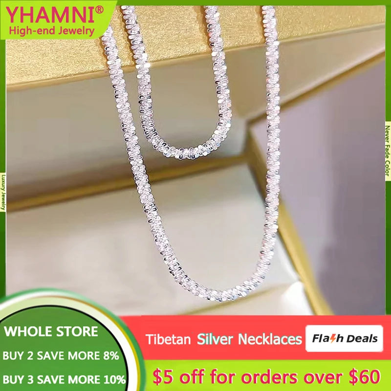 Tibetan Silver Necklace for Women Clavicle Chain Jewelry