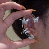 Zircon Butterfly Ear Clip Earrings Non Piercing Ear Cuff