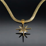 Crystal Star Pendant Necklace Women Stainless Steel Snake Chain Clavicle Jewelry