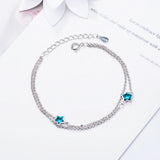925 Sterling Silver Double Layer Chain Link Bracelet for Women