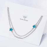 925 Sterling Silver Double Layer Chain Link Bracelet for Women