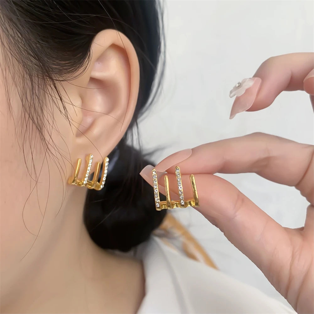Claw Zircon Pearl Earrings CZ Ear Hook Jewelry