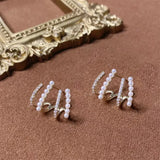 Claw Zircon Pearl Earrings CZ Ear Hook Jewelry